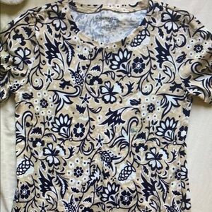 Ann Taylor Floral Print Women's Top - Navy and Tan